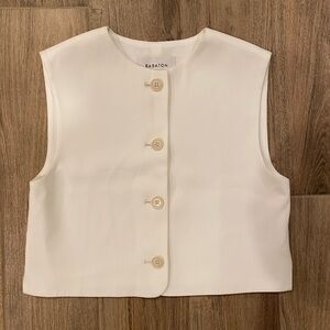 Aritzia Babaton White Sleeveless Button-Down Vest